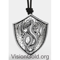First-Class Men Dragon Necklace, Unisex Silver Dragon Pendant