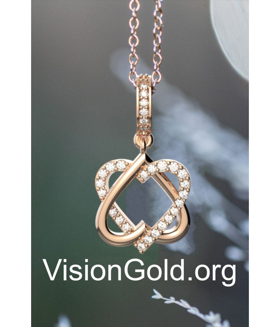 Κολιέ Με Σχέδιο Καρδιά,Κοσμήματα Διπλή Καρδιά, Κοσμημα