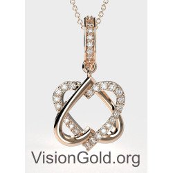 Κολιέ Με Σχέδιο Καρδιά,Κοσμήματα Διπλή Καρδιά, Κοσμημα