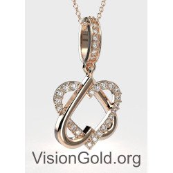 Κολιέ Με Σχέδιο Καρδιά,Κοσμήματα Διπλή Καρδιά, Κοσμημα