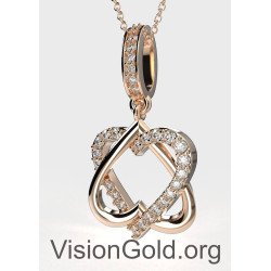 Κολιέ Με Σχέδιο Καρδιά,Κοσμήματα Διπλή Καρδιά, Κοσμημα