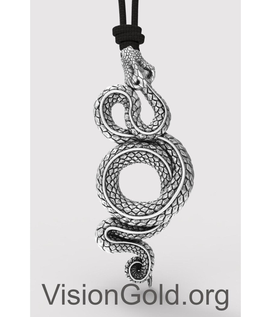 Elegante collar de serpiente para hombre con cordón - Collar de serpiente hecho a mano