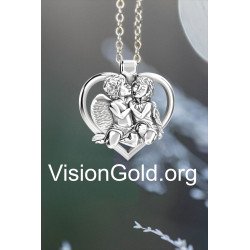 Regalo para la nueva mamá Collar de corazón con niños - Collar de plata