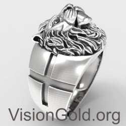 Εντυπωσιακό Ασημένιο Ανδρικό Δαχτυλίδι Λιοντάρι 0776
