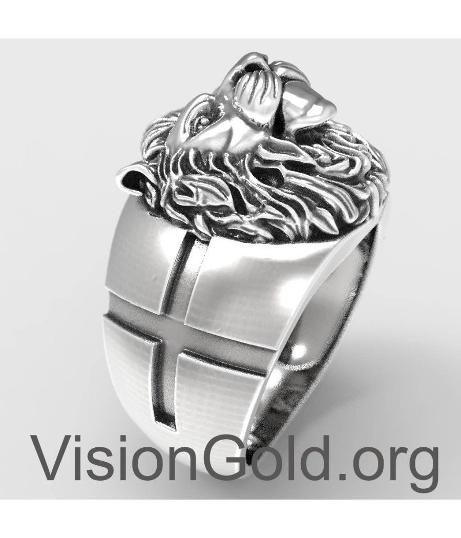 Signet Lion Ring - Lion Silver Ring - Husband Gift Ring - Gift