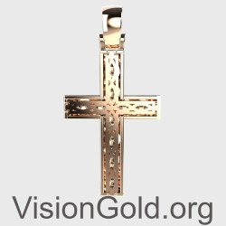 Βαπτιστικός Σταύρος Για Κορίτσι Ροζ Χρυσό 14 Καράτια Με Ζιργκόν