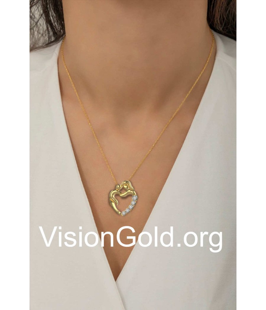 Collana Per Figlia Collana Cane E Bambina In Argento 925 - Ciondolo Cuore Con Zirconi, Regalo Per Amanti Dei Cani, Donna O Figlia Collana Zampa Cane - Foto 5