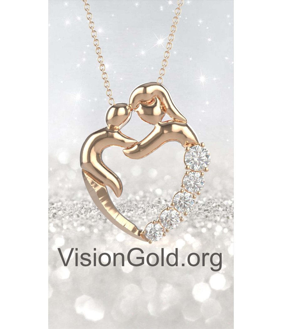 Original-Geschenk für neue Mama Silber Halskette in rosa Gold