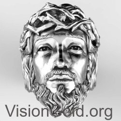 Silber Handmade Herrenring mit dem Gesicht von Jesus Christus -