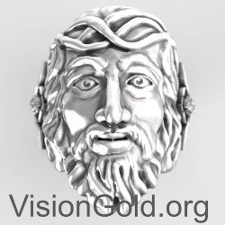 Ασημένιο Χειροποίητο Ανδρικό Δαχτυλίδι Με Το Πρόσωπο Του Ιησού