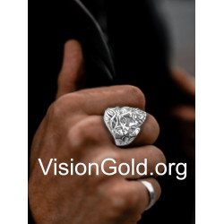 Ασημένιο Χειροποίητο Ανδρικό Δαχτυλίδι Με Το Πρόσωπο Του Ιησού