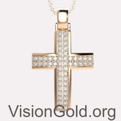 Крестик для девочки из розового золота 585 пробы - Крестик для девочки по доступной цене
