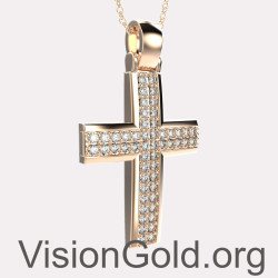 Крестик для девочки из розового золота 585 пробы - Крестик для