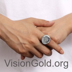 Beeindruckender Silber Kompass Wikinger Kompass Ring, besondere