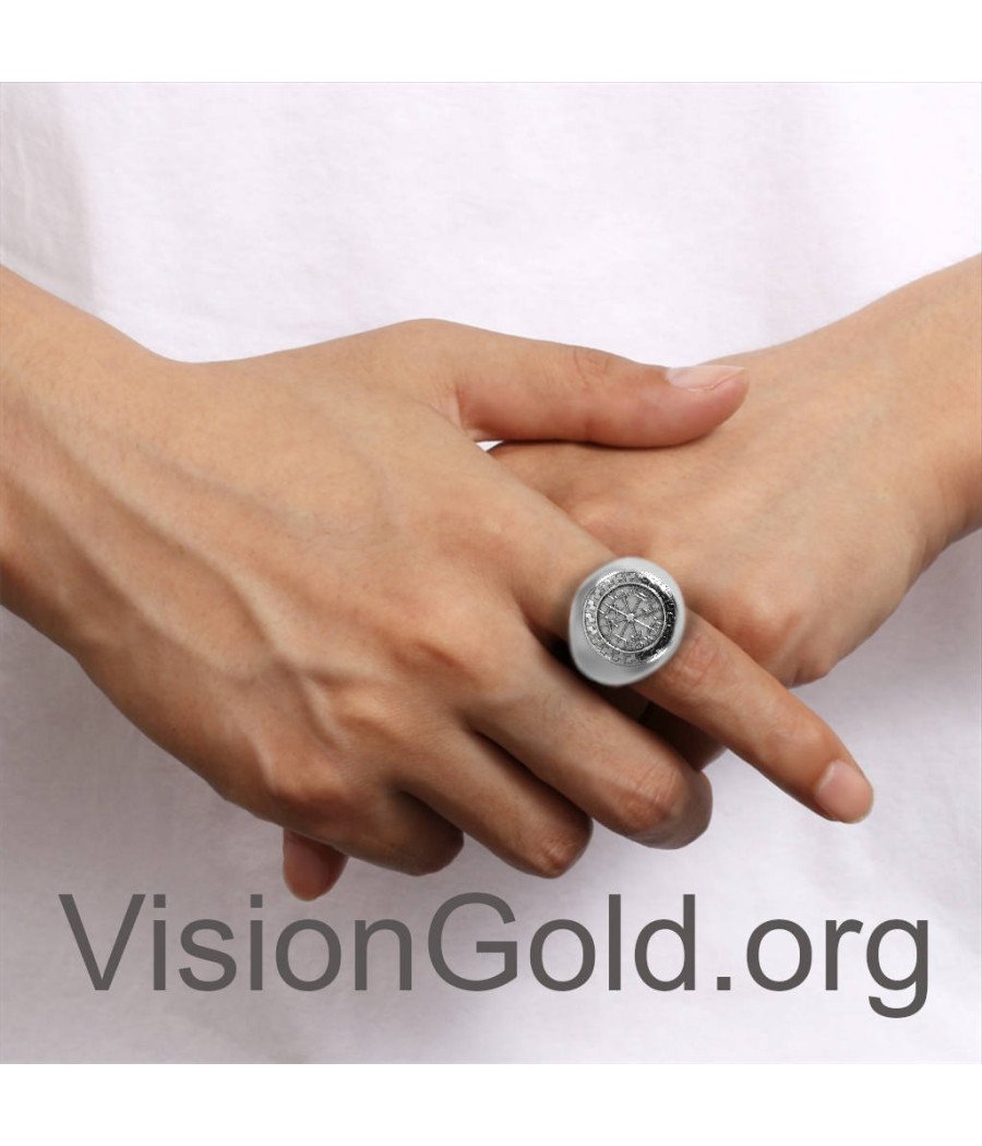 Впечатляющее серебряное кольцо с компасом Chevalier Viking, специальные мужские кольца, мужское серебряное кольцо "Compass" 0743