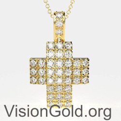 Крестик для девочки из желтого золота 585 пробы-Мастерская крестиков для крещения 0131k