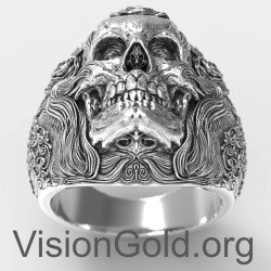 Sugar Skull Ring, Biker Ring, Mexican Ring,Flower Skull