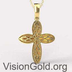 Collar de cruz con colgante de oro de 14 quilates para mujer