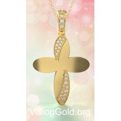 Женское золотое 14-каратное ожерелье с крестом 0136K