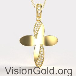 Женское золотое 14-каратное ожерелье с крестом 0136K