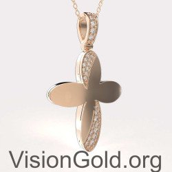 Женское изящное колье с крестом из розового золота 0136R
