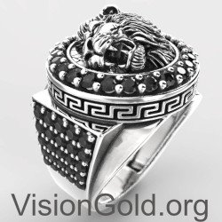 Мужское кольцо-печатка ручной работы из стерлингового серебра с