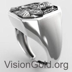 Patron Saint Nicholas The Wonderworker Ring Silver, Christian