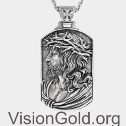 Ορθόδοξο Ασημένιο Μενταγιόν Ιησούς, Ασημένιο Κολιέ Ιησούς