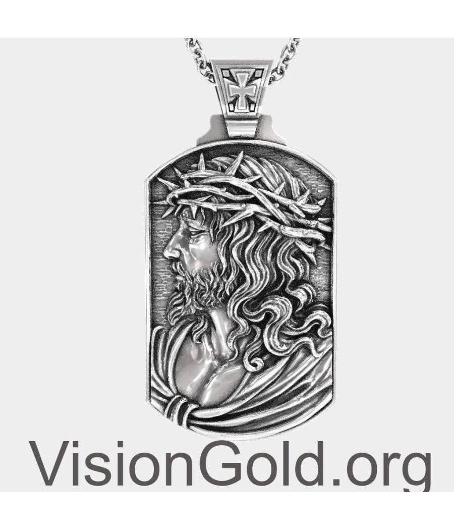 Ορθόδοξο Ασημένιο Μενταγιόν Ιησούς, Ασημένιο Κολιέ Ιησούς