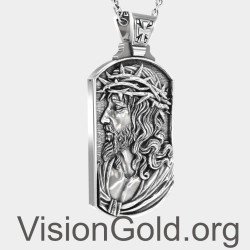 Jesus Silver Pendant, Silver Jesus Necklace, Christian Silver