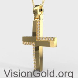 Οικονομικός Σταυρός Βάπτισης Για Κορίτσι Σε Κίτρινο Χρυσό Με