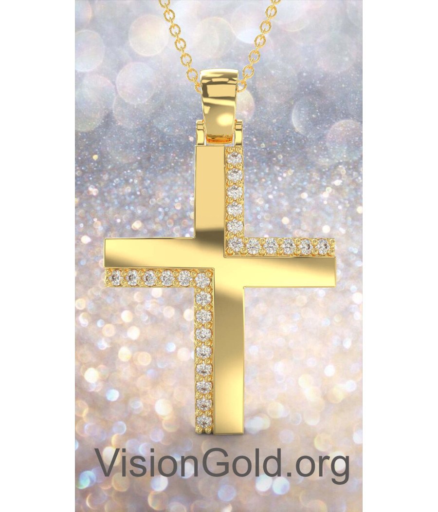 Οικονομικός Σταυρός Βάπτισης Για Κορίτσι Σε Κίτρινο Χρυσό Με