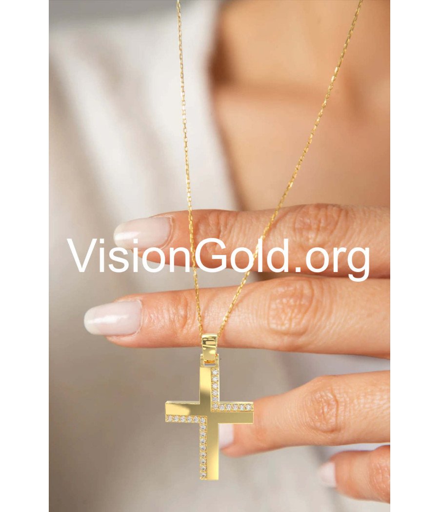 Οικονομικός Σταυρός Βάπτισης Για Κορίτσι Σε Κίτρινο Χρυσό Με
