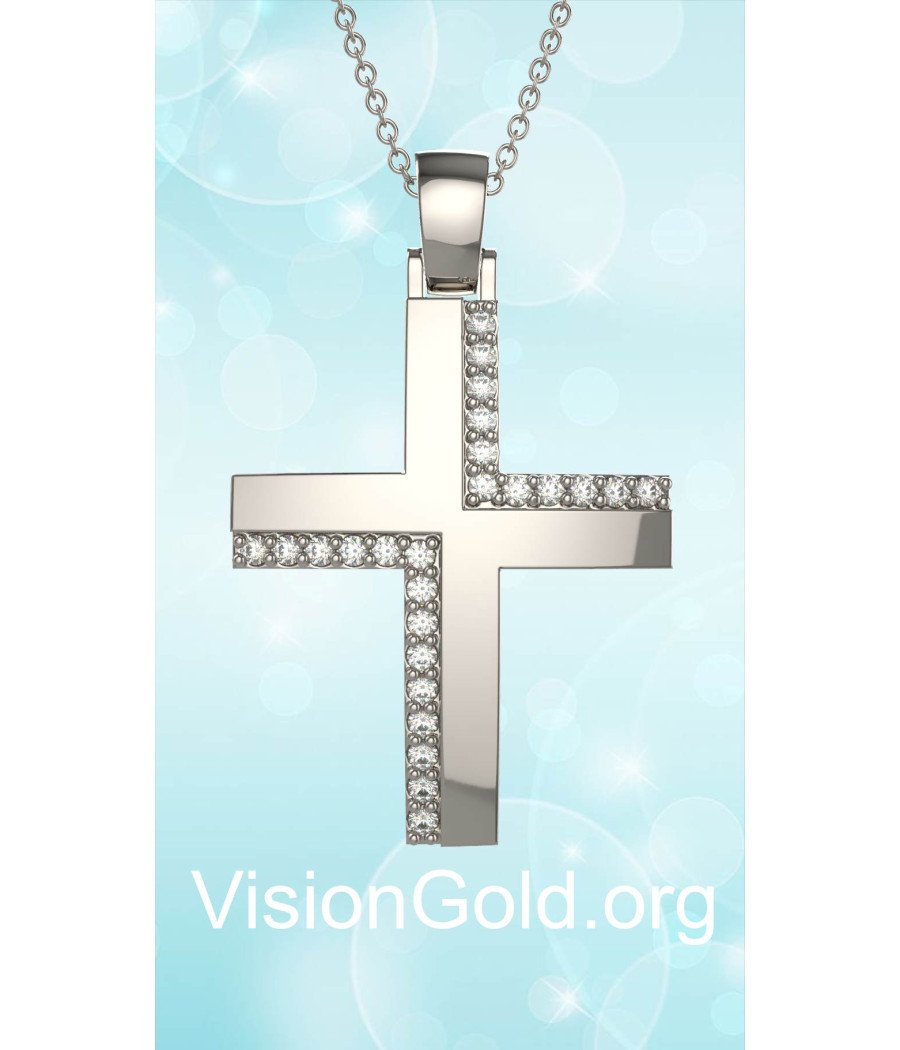 Luxury White Gold Women's Christening Cross 0137L