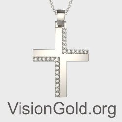 Luxury White Gold Women's Christening Cross 0137L