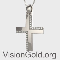 Luxury White Gold Women's Christening Cross 0137L