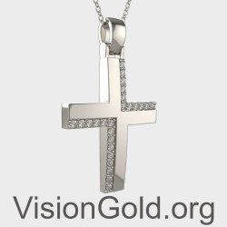 Luxus Weißgold Frauen Taufe Kreuz 0137L