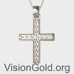 Croix de baptême de luxe en or blanc pour femmes 0137L