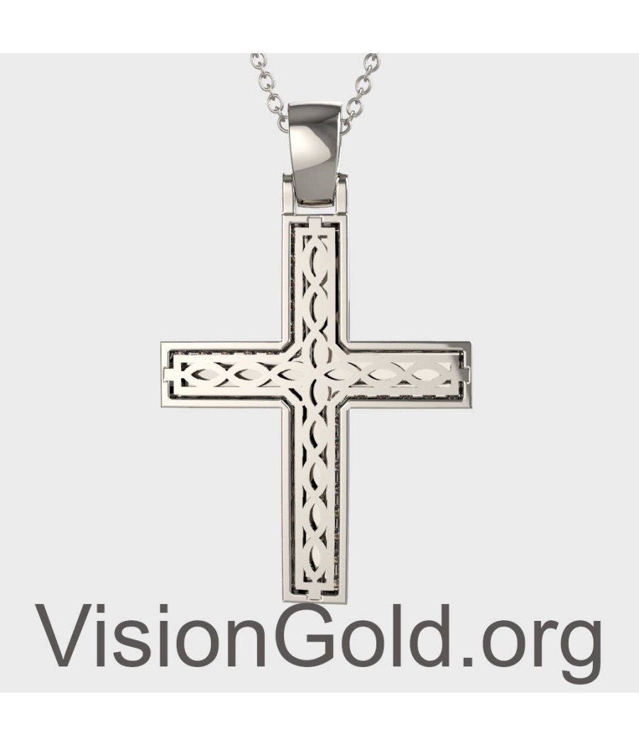 Luxury White Gold Women's Christening Cross 0137L