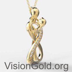 Yellow Gold Mother and Child Necklace 0818K