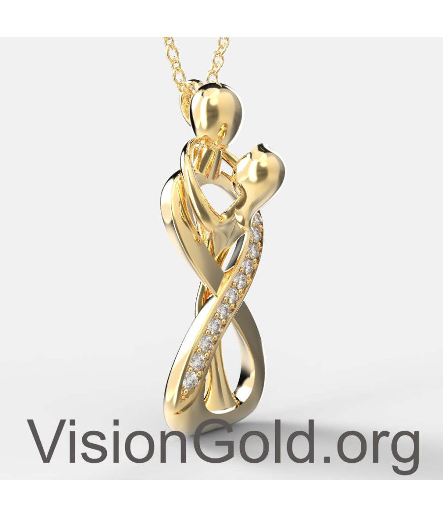 Yellow Gold Mother and Child Necklace 0818K