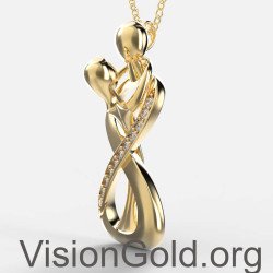 Yellow Gold Mother and Child Necklace 0818K