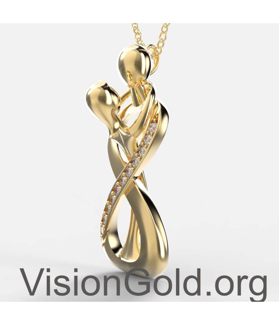 Yellow Gold Mother and Child Necklace 0818K