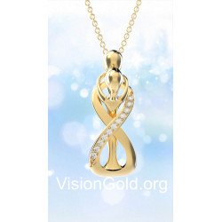 Yellow Gold Mother and Child Necklace 0818K