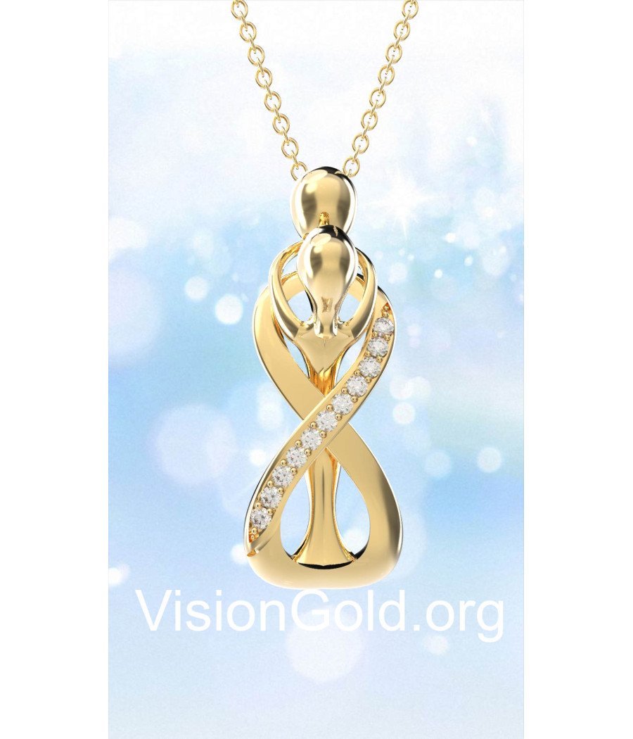 Yellow Gold Mother and Child Necklace 0818K