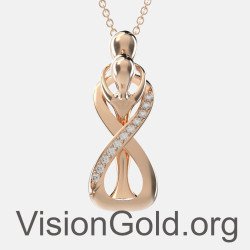 Άπειρο Κολιέ Μαμά Παιδί Σε Ροζ Χρυσό - Κολιέ Οικογένεια 0818R