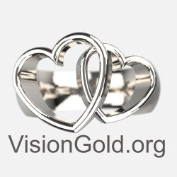 Γυναικείο Ασημένιο Δαχτυλίδι Με Σχέδιο Διπλή Καρδιά - Δαχτυλίδι