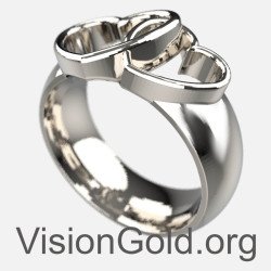 Damen Silberring mit Doppelherz-Design - Ring für Verliebte -