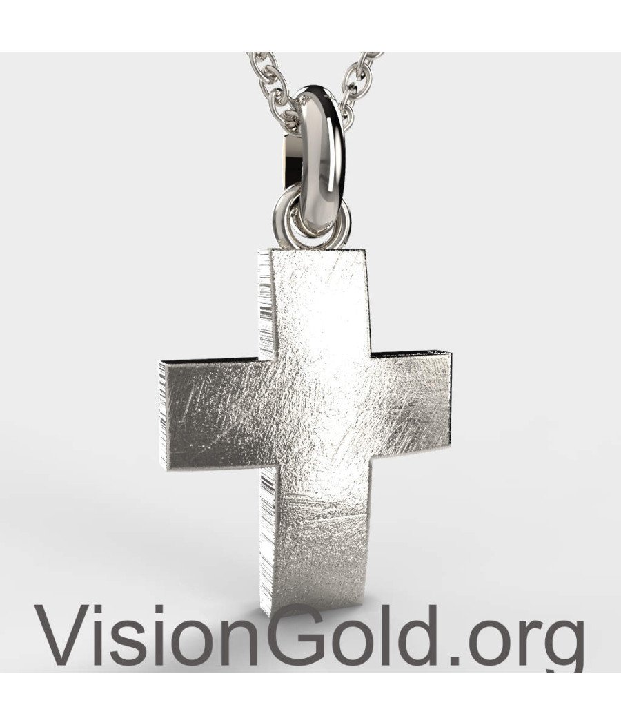 Oxidized Silver Rough Finish Cross Men Pendant 0301