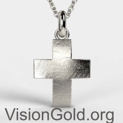 Oxidized Silver Rough Finish Cross Men Pendant 0301